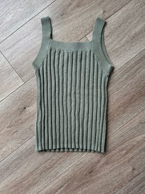 Ribbed Knit Tank Top - Green